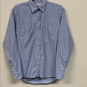 Vintage Men's Casual Blue Button-Down Shirt